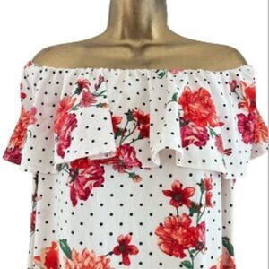 Y2K Off the Shoulder Rose and Polka Dots Maxi Dress Size 1X - Urban Rose